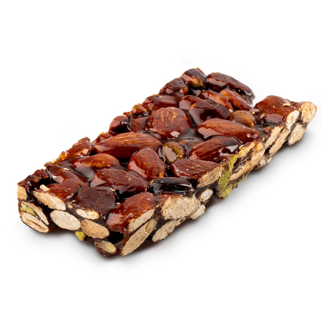 torrone nero di mandorle e pistacchi